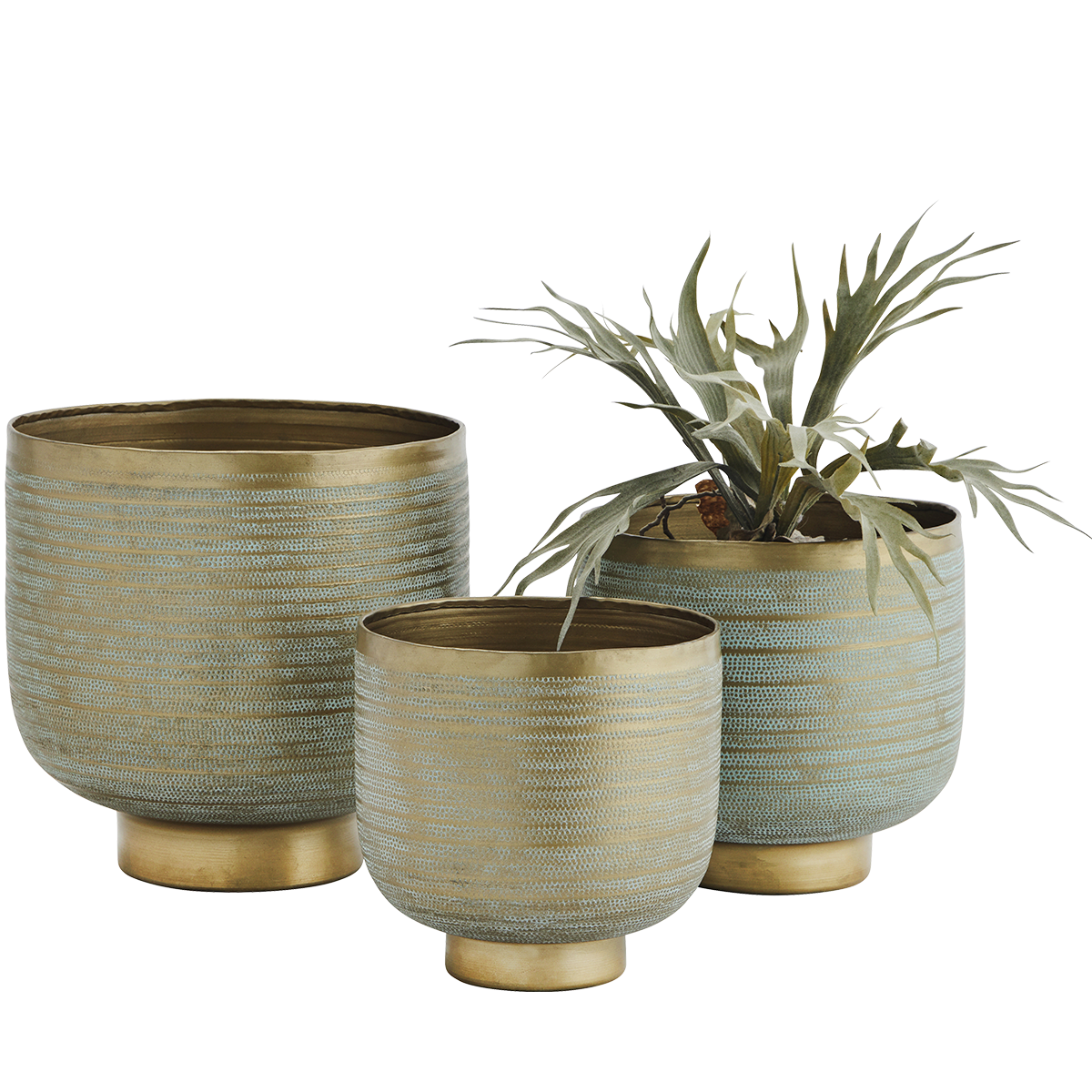 Hand hammered aluminum flower pots