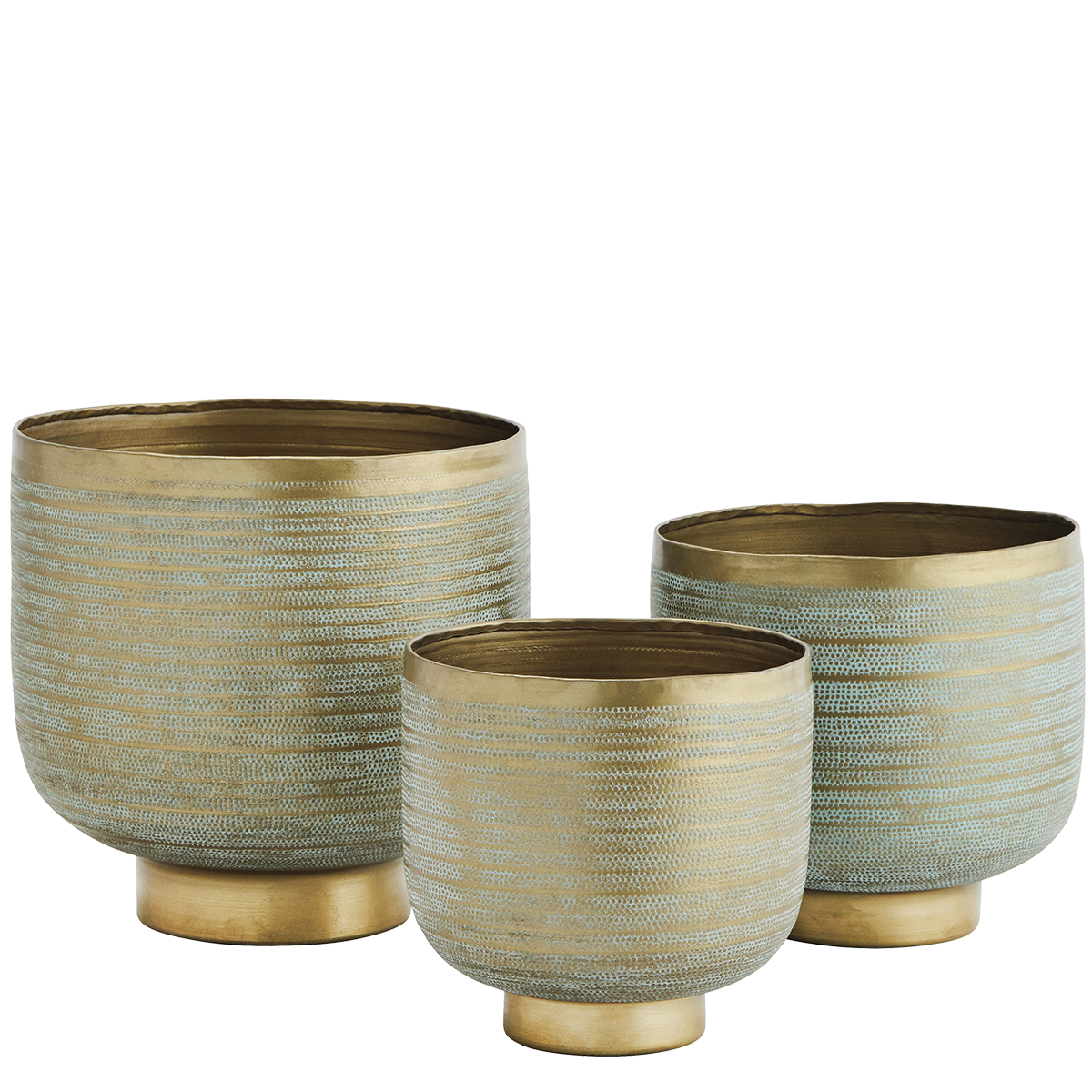 Hand hammered aluminum flower pots