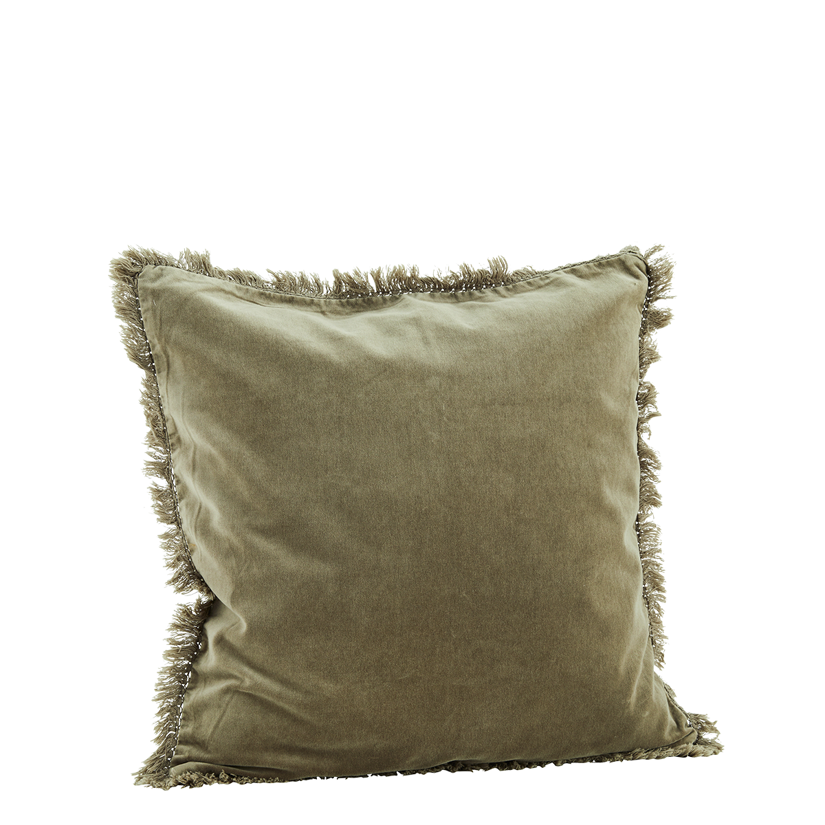 Velvet cushion cover w/ fringes
