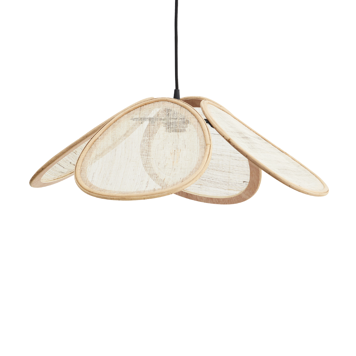 Rattan ceiling lamp w/ linen