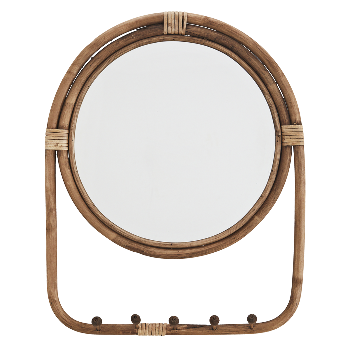 Mirror w/ rattan frame and hooks