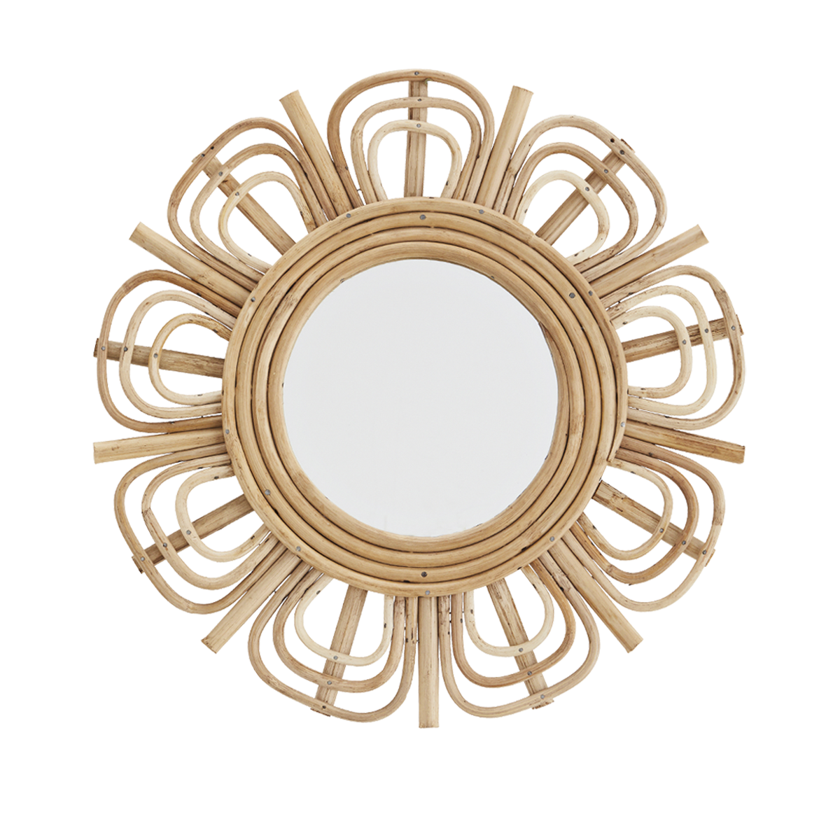 Round mirror w/ bamboo 