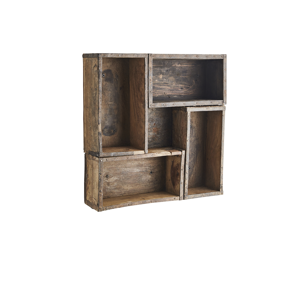 Upcycled wooden brick mould shelf
