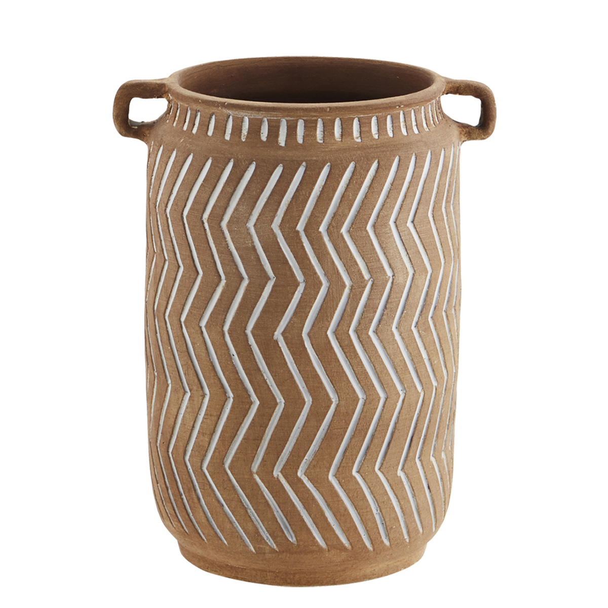 Terracotta vase w/ grooves
