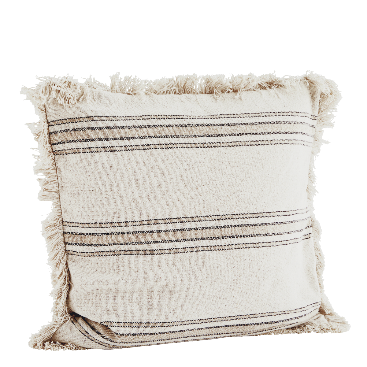 Striped cushion cover w/ fringes