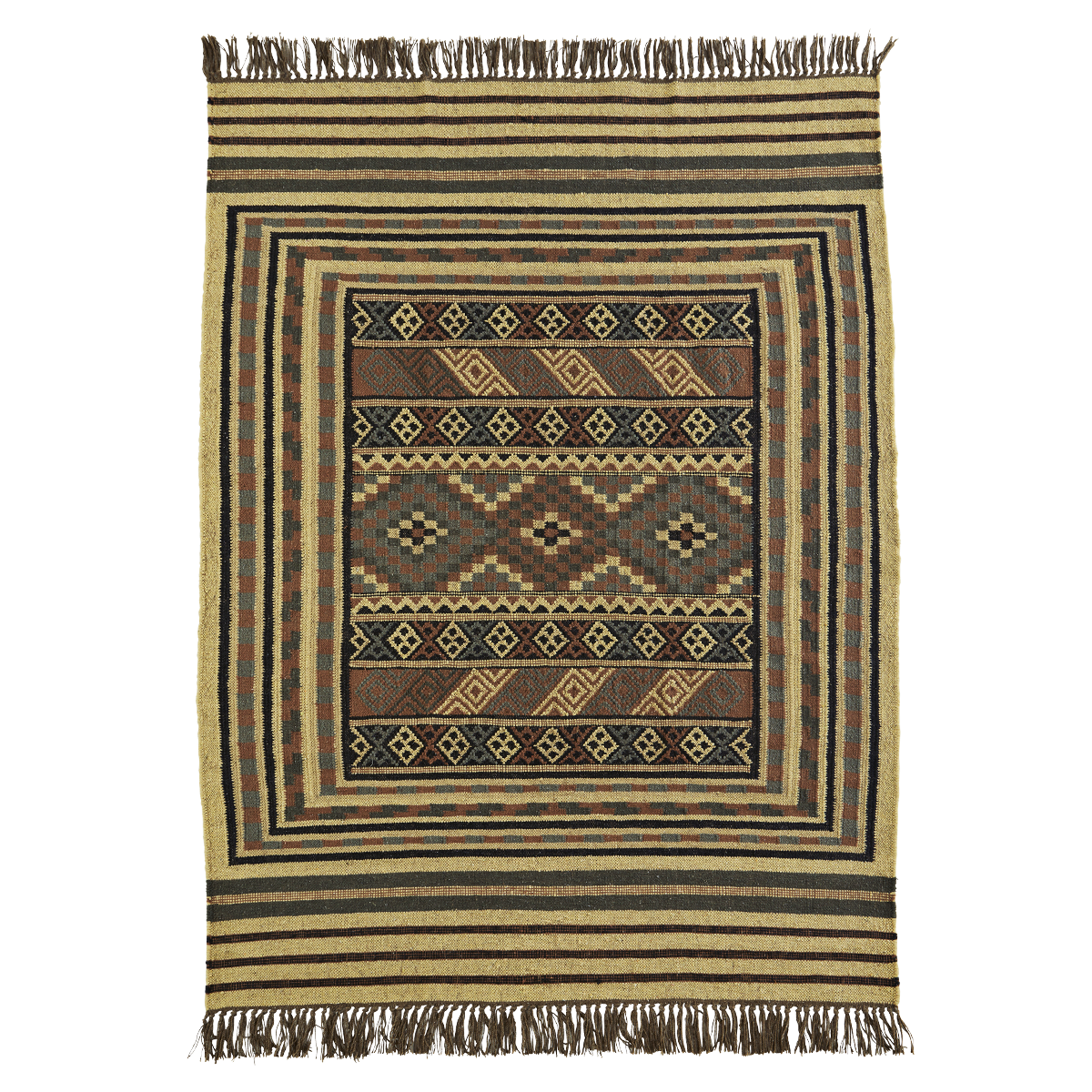 Woven cotton kelim rug