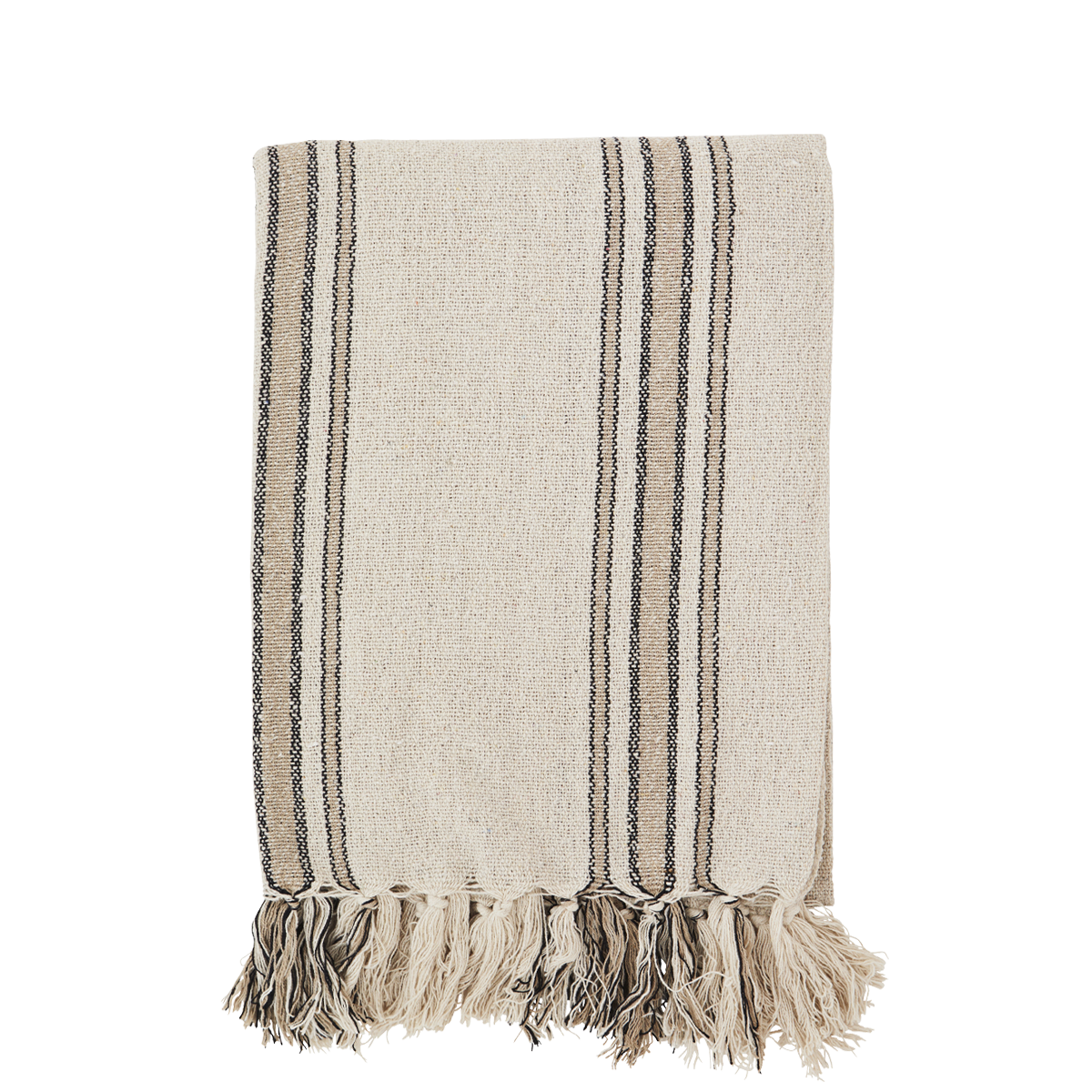 Striped woven throw w/ fringes
