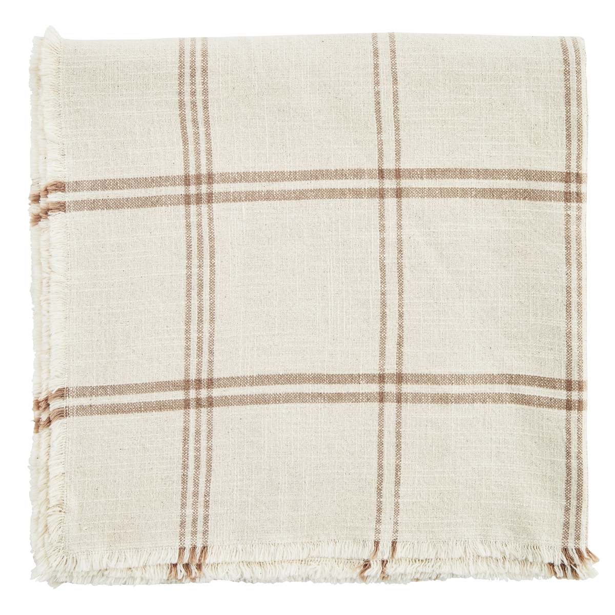 Checked table cloth w/ fringes