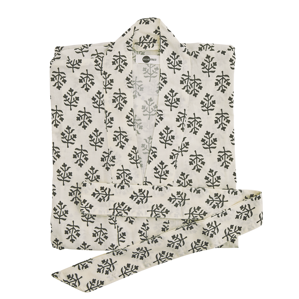 Printed cotton kimono w/ belt