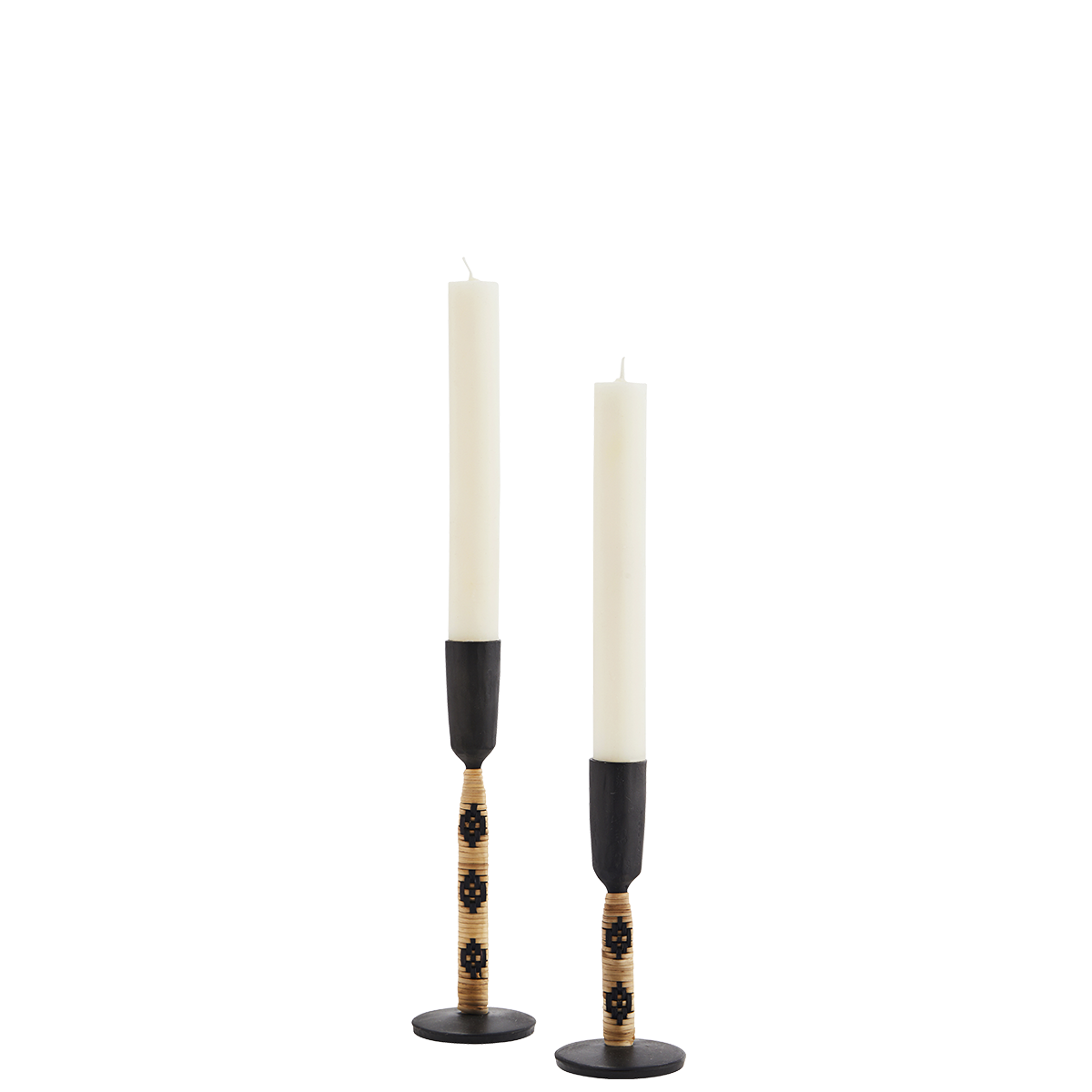 Iron candle holders w/ bamboo