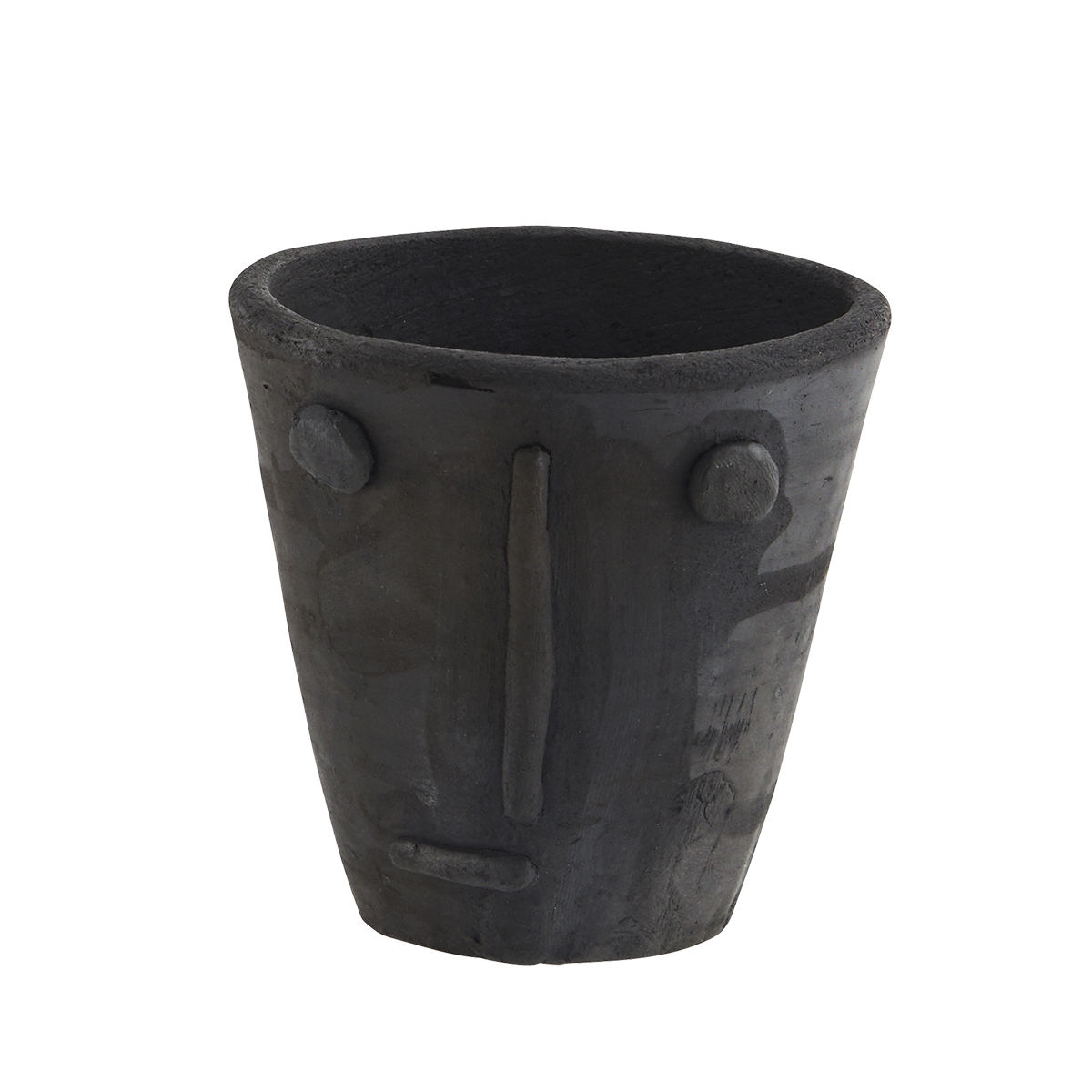 Handmade clay flower pot w/ face imprint