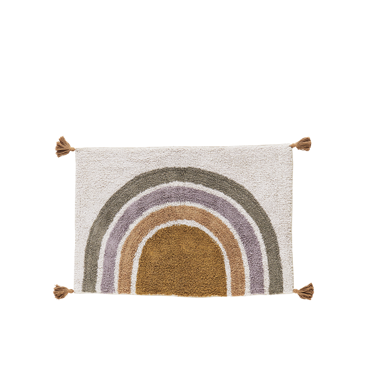 Tufted cotton bath mat w/ tassels