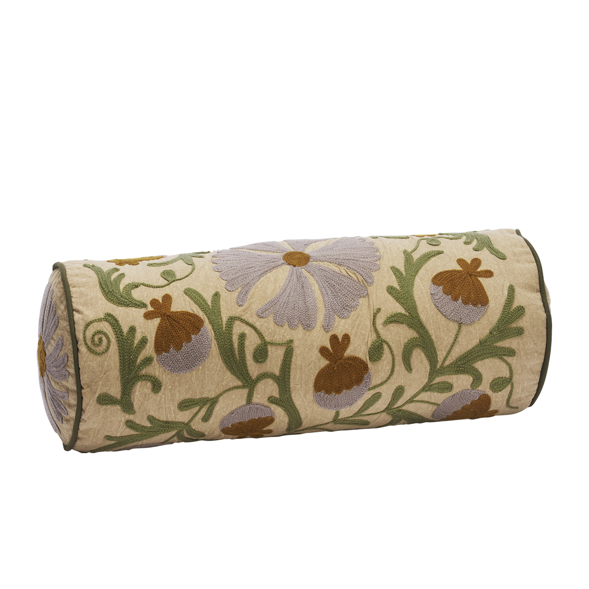 Suzani embroidered bolster cushion