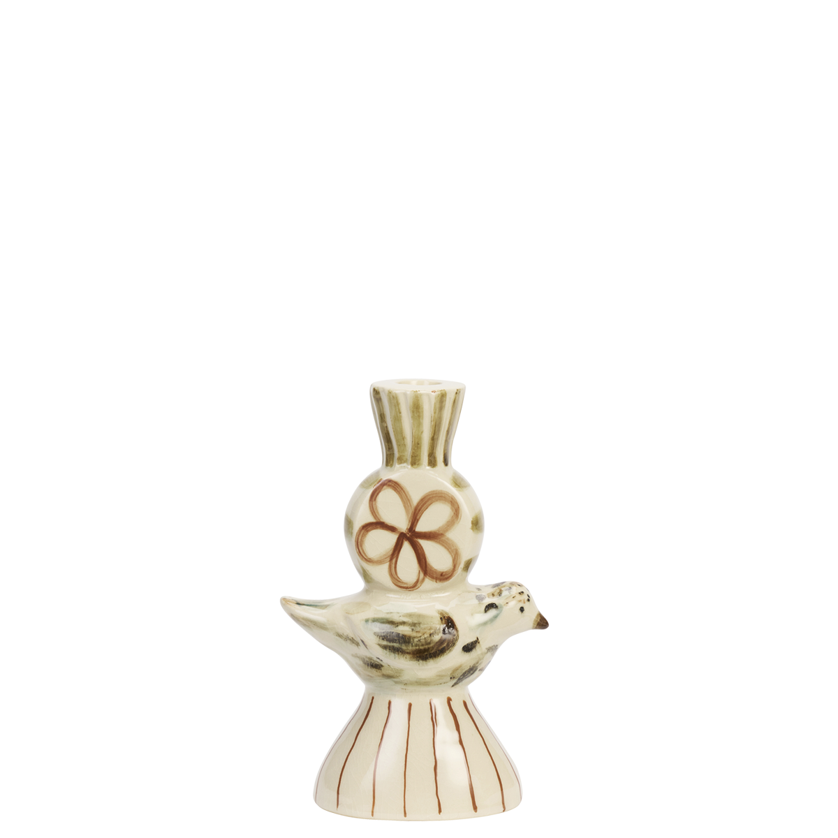 Hand-painted candle holder w/ bird