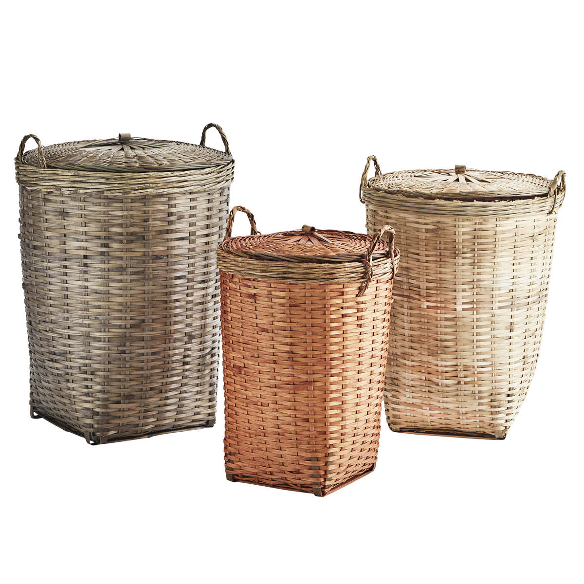 Bamboo laundry baskets w/ lid