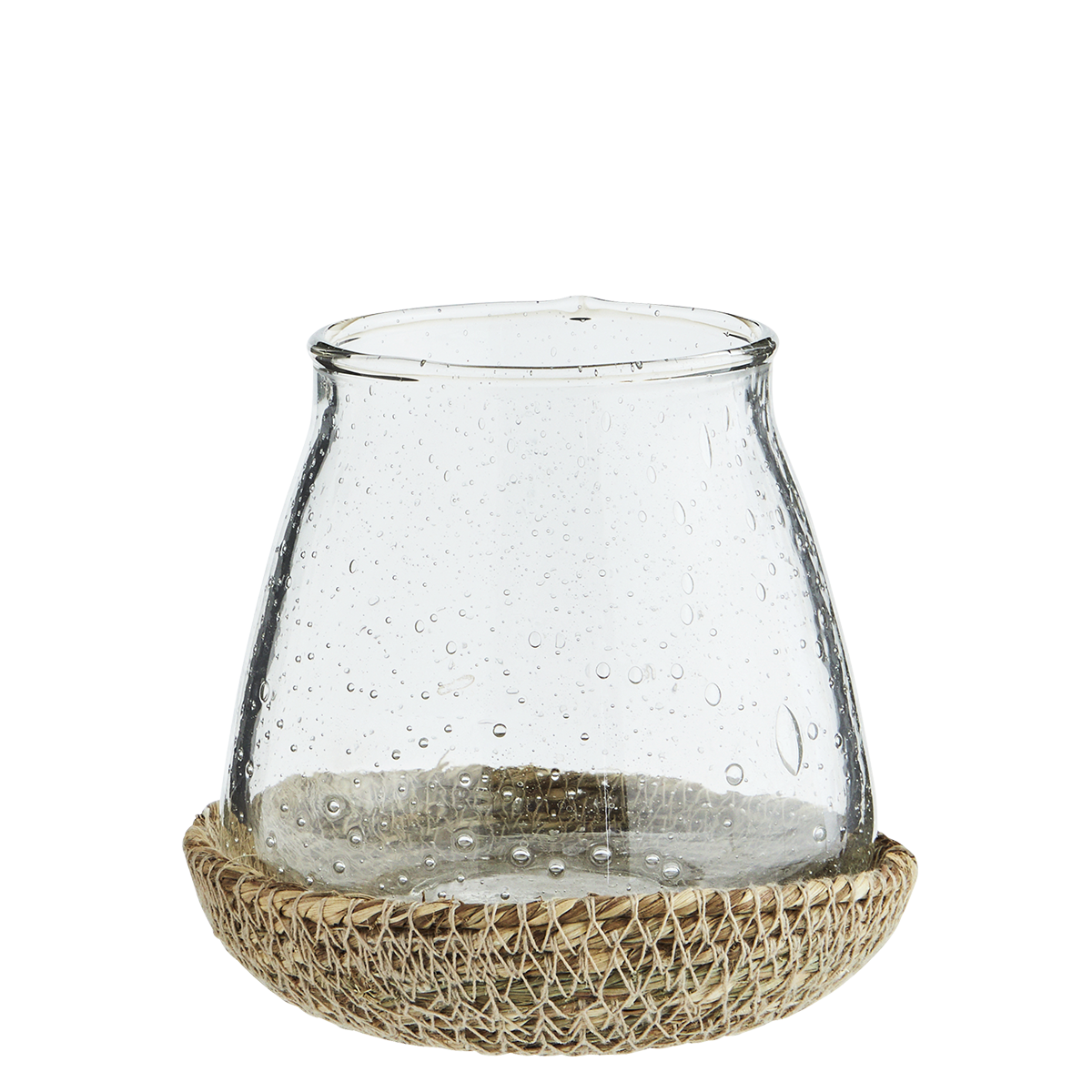 Glass votive w/ jute tray