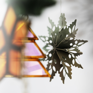Hanging paper snowflakes