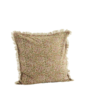 Printed cushion cover w/ fringes