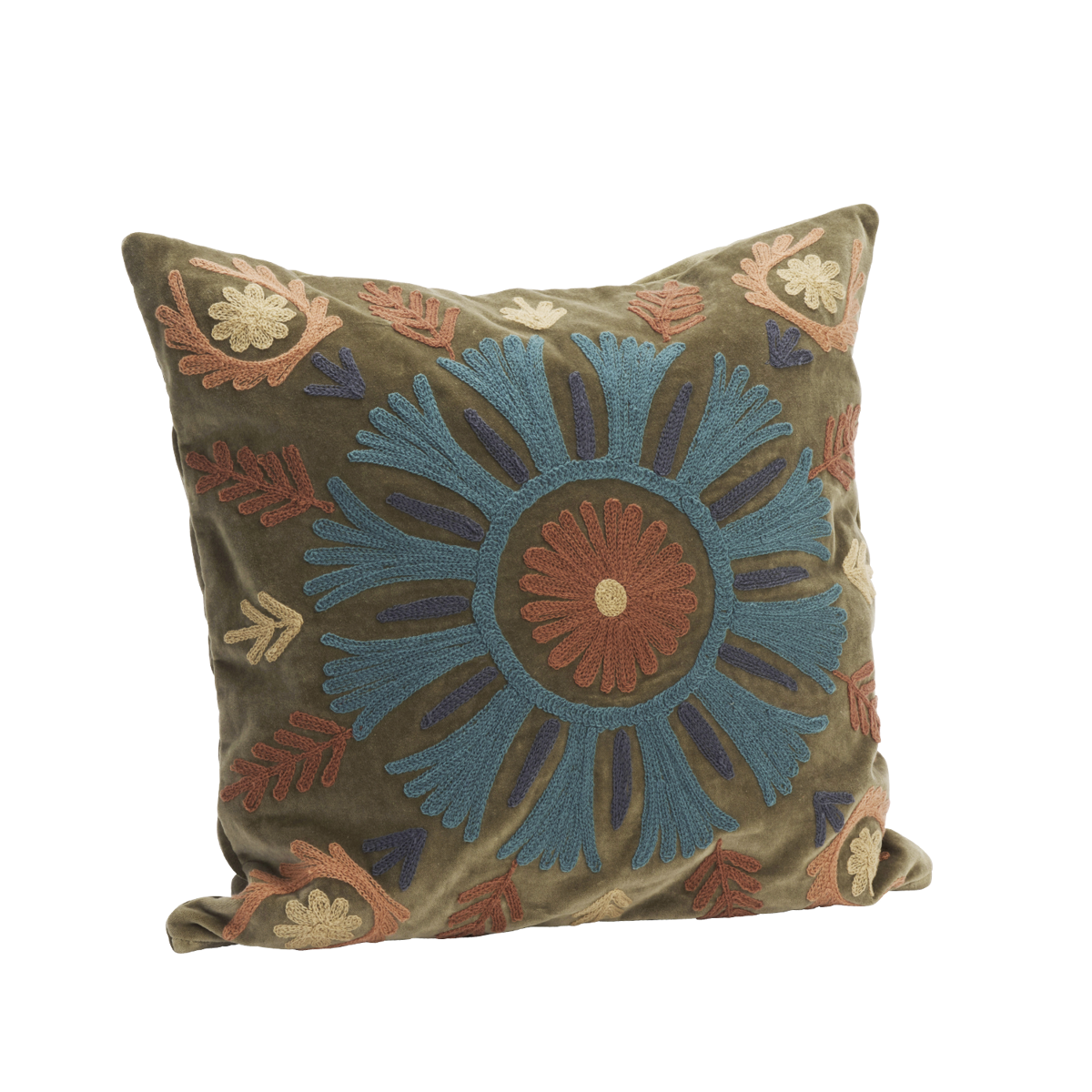 Suzani embroidered velvet cushion cover