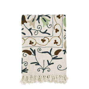 Suzani embroidered cotton throw