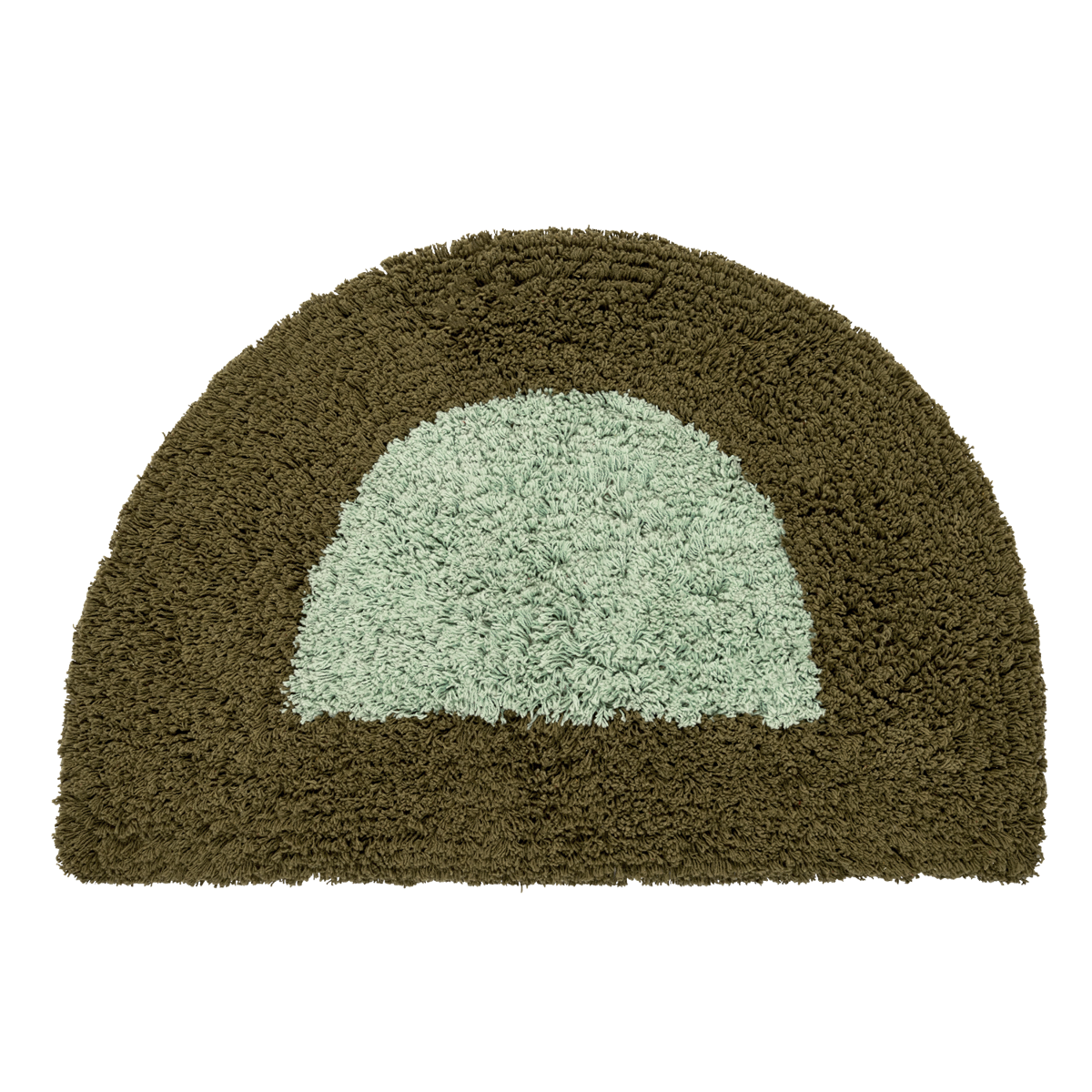 Tufted half-round bath mat