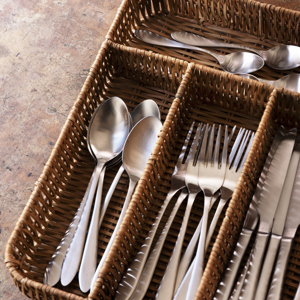 Rattan cutlery tray