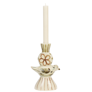 Hand-painted candle holder w/ bird