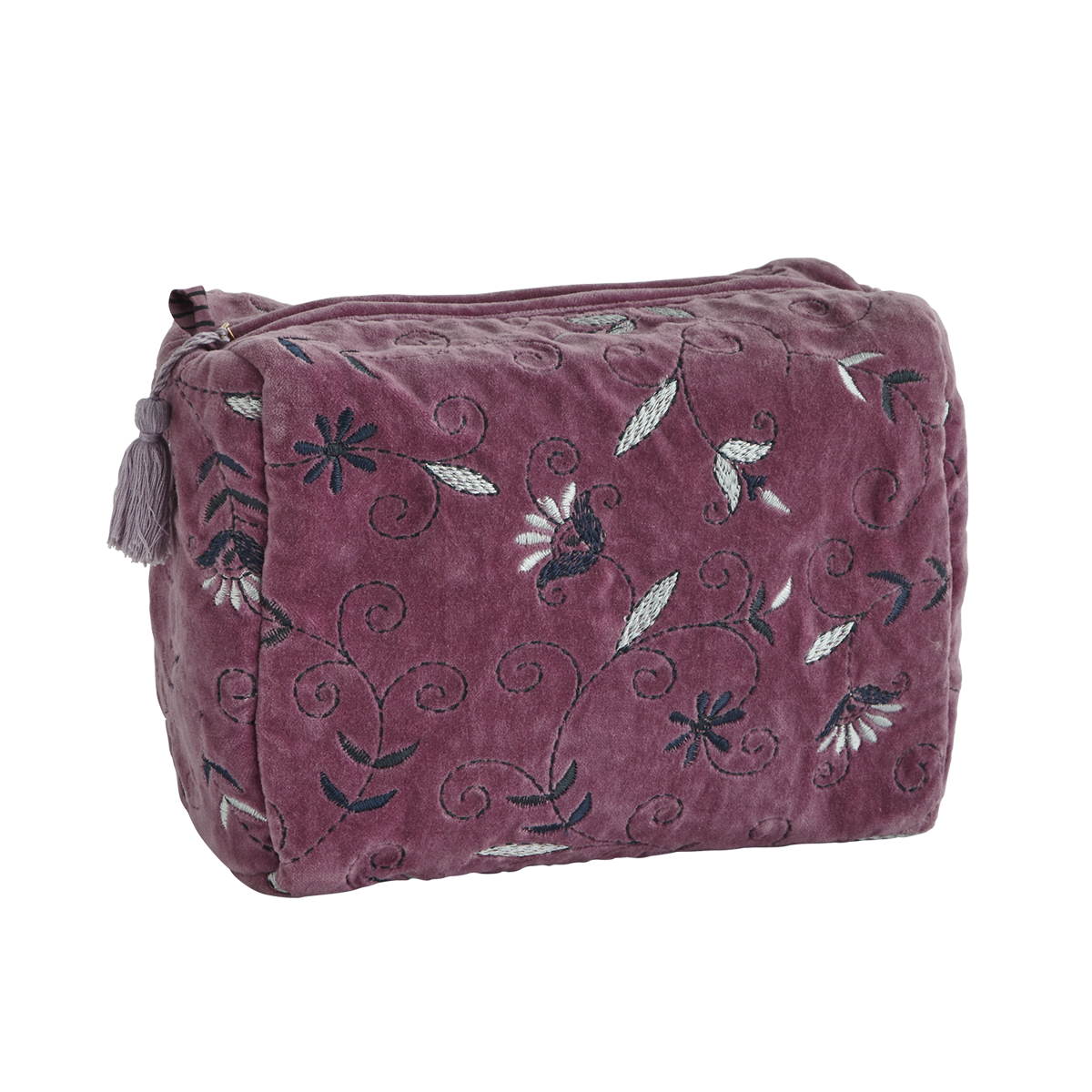 Embroidered velvet washbag