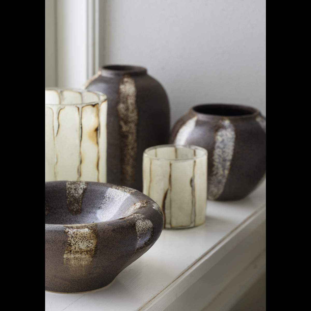 Striped stoneware vase