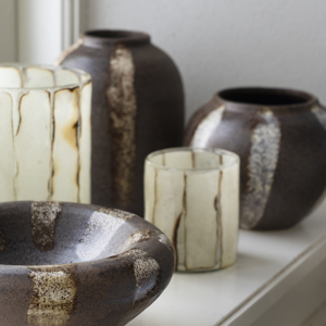 Striped glass votive