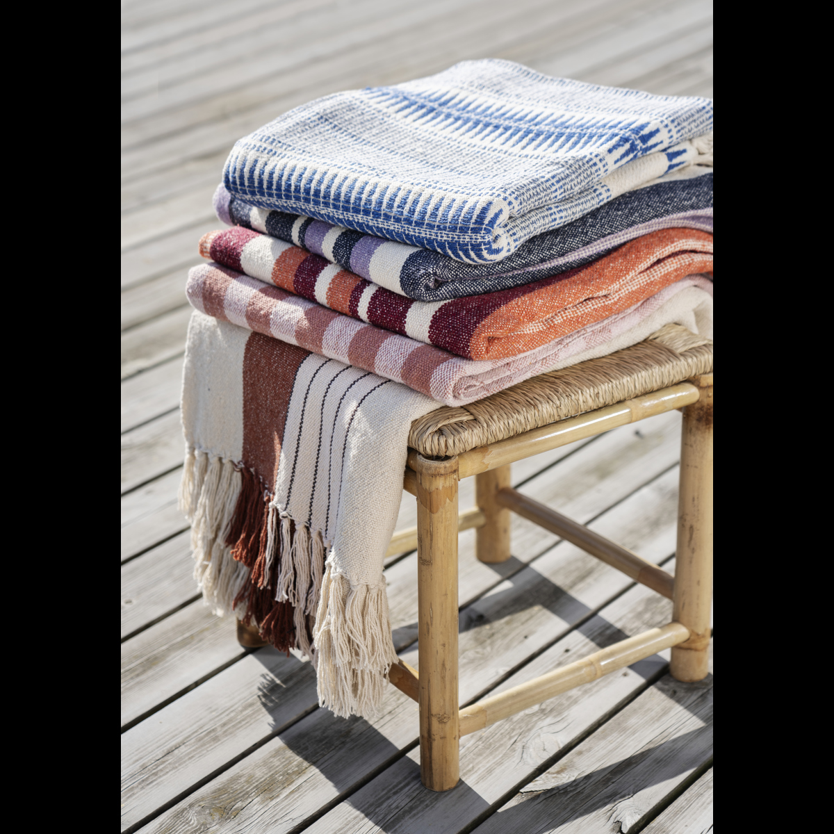 Bamboo stool w/ seagrass