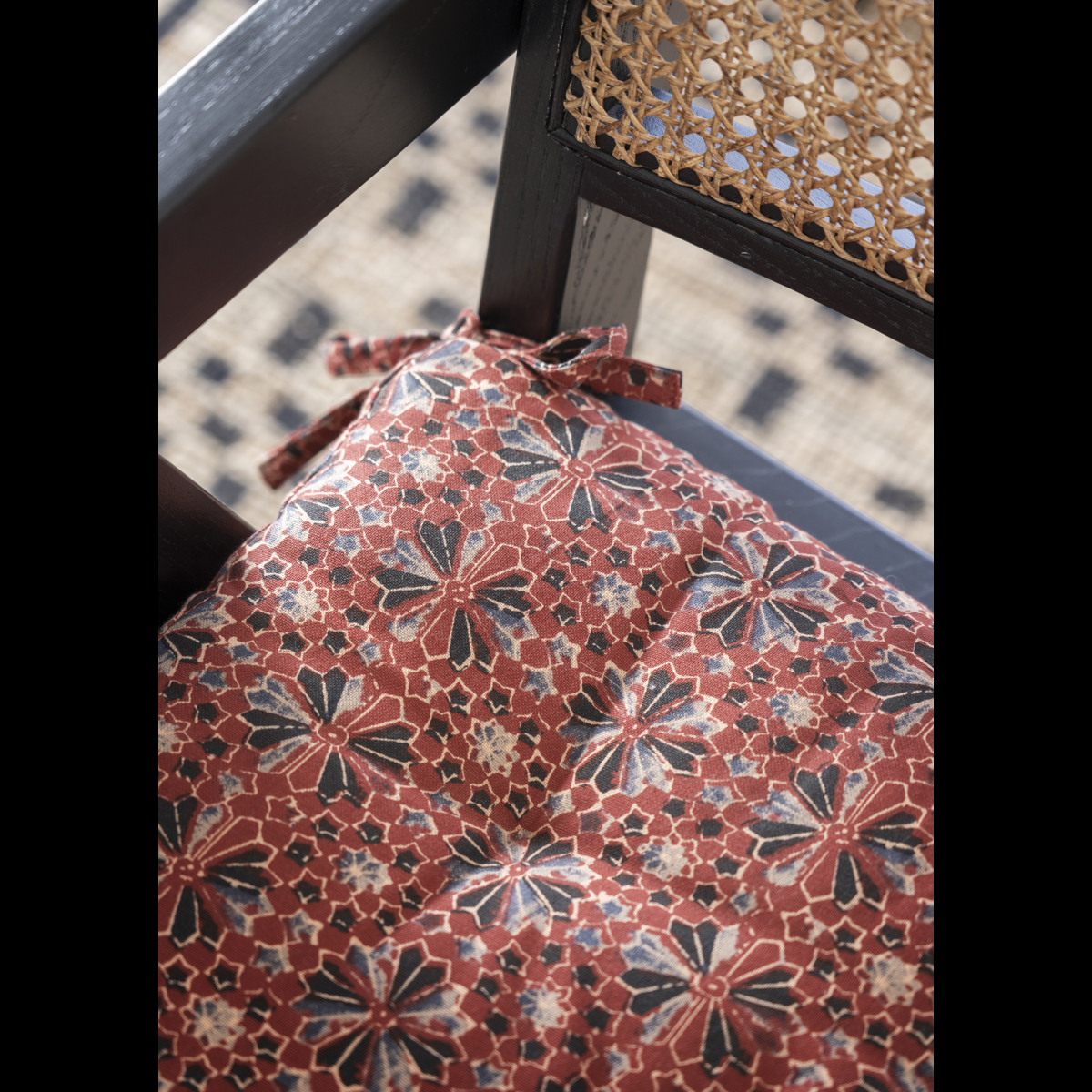 Printed cotton chair pad
