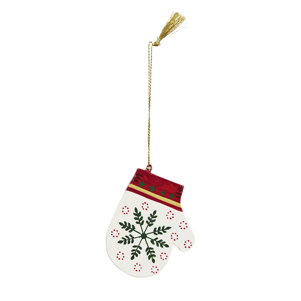 Hand painted wooden winter mitten