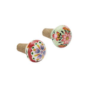 Hand-painted stoneware bottle stopper