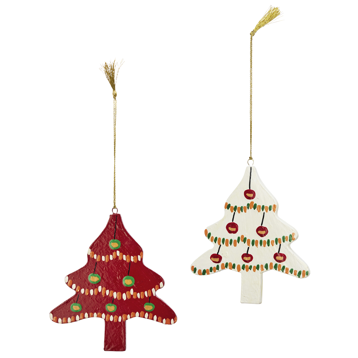 Hand painted wooden christmas trees
