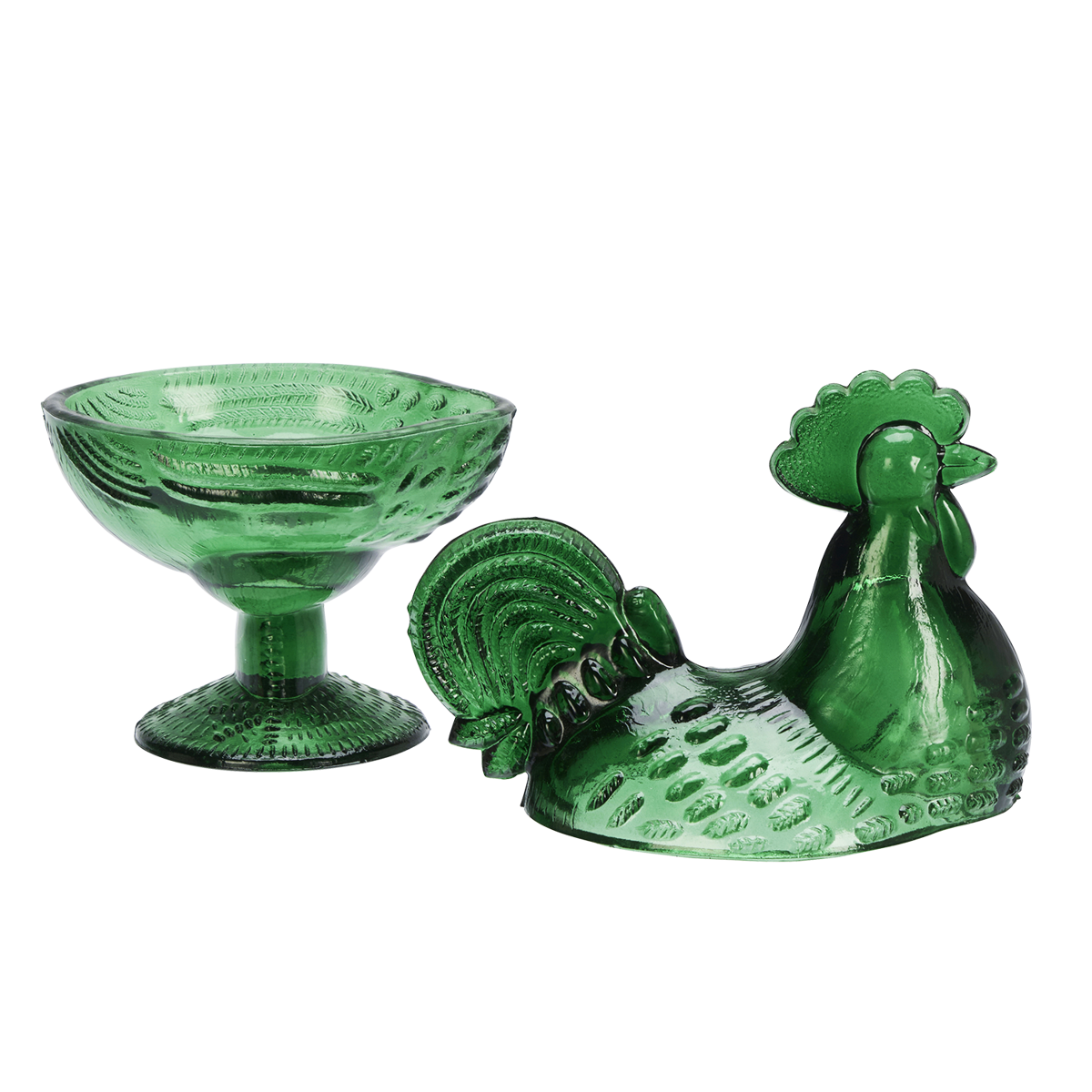 Glass hen bowl