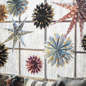 Veneer paper star w/ lights