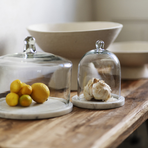 Glass cover w/ marble