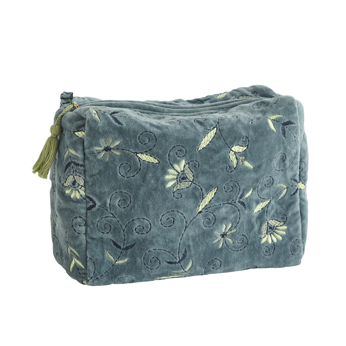 Embroidered velvet washbag