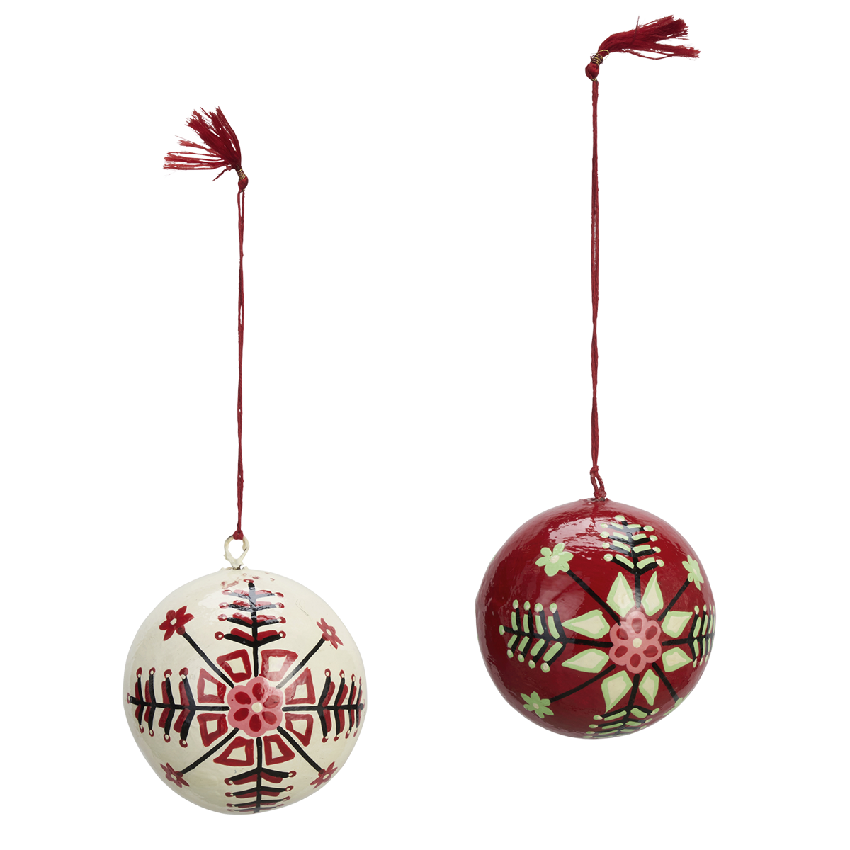 Handmade paper mache christmas balls