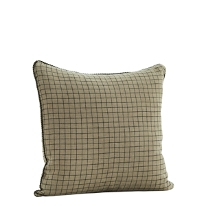 Checked linen cushion cover