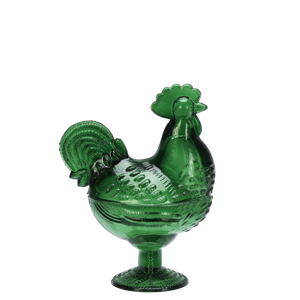 Glass hen bowl