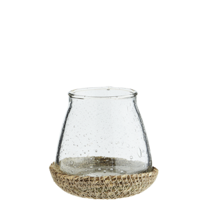 Glass votive w/ jute tray