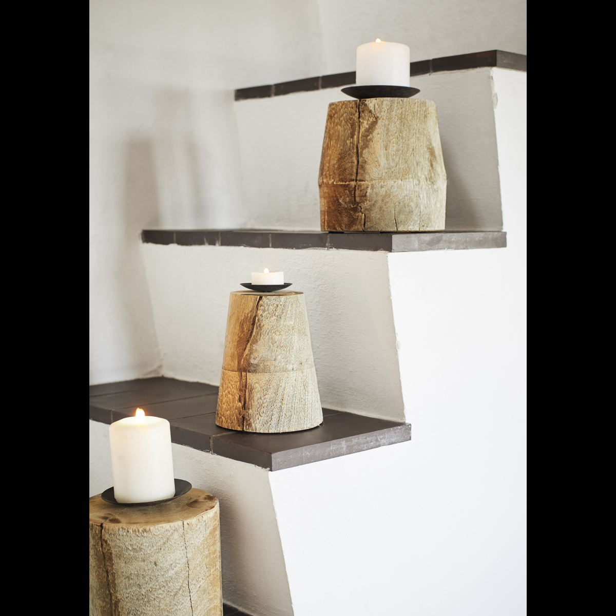 Wooden candle stands