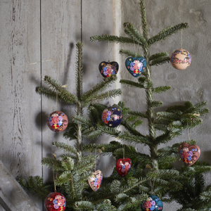 Handmade paper mache christmas balls