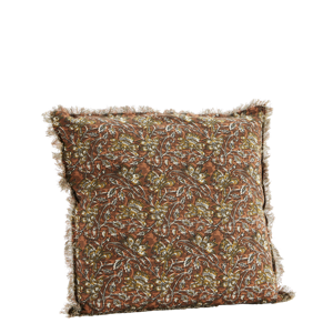 Printed cushion cover w/ fringes