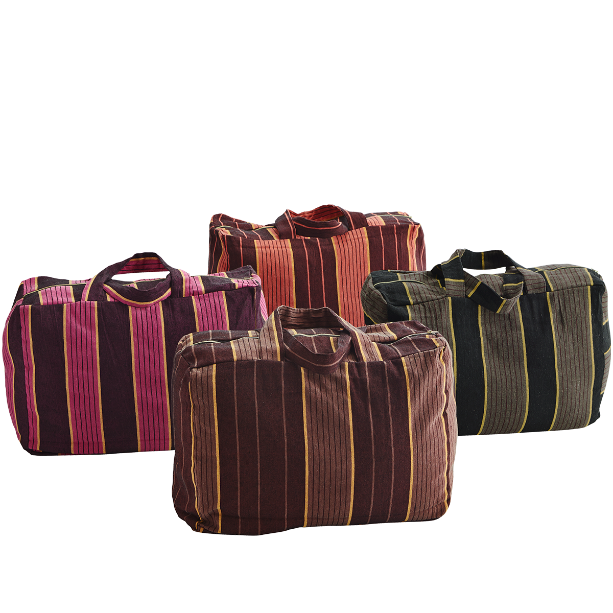 Striped cotton travel bag