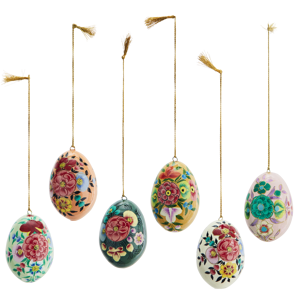 Hand painted paper mache eggs