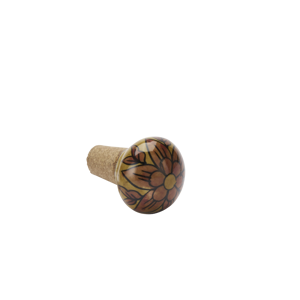 Hand-painted stoneware bottle stopper
