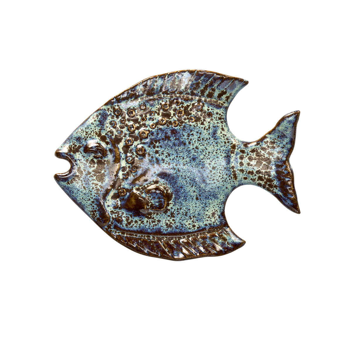 Wall-mounted stoneware fish